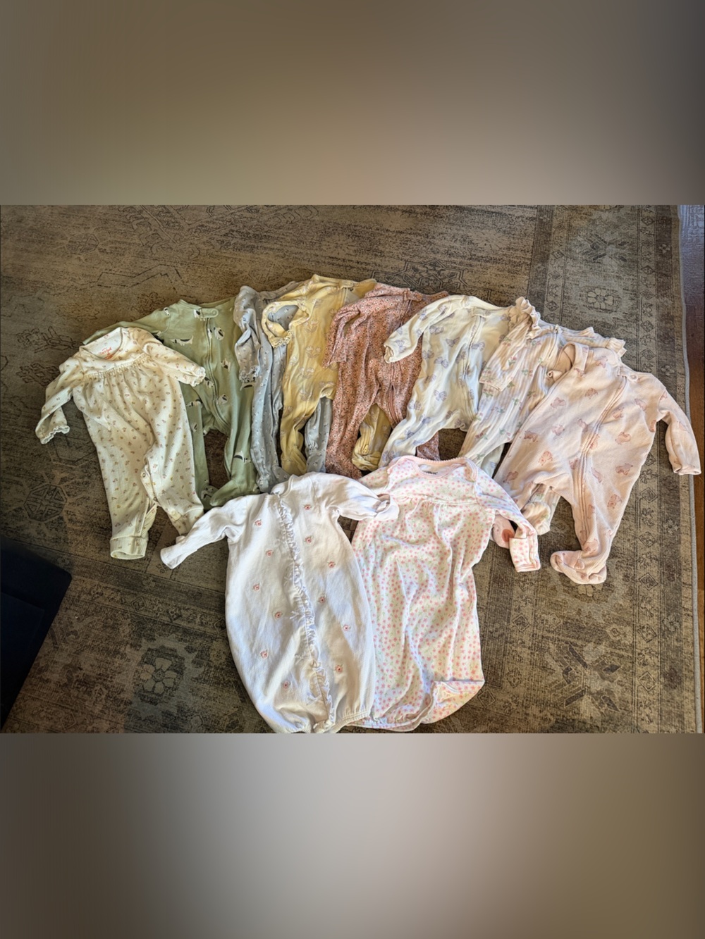 Bundle Of Baby Girls' Sleepwear Footed Sleepers And 2 Nightgowns